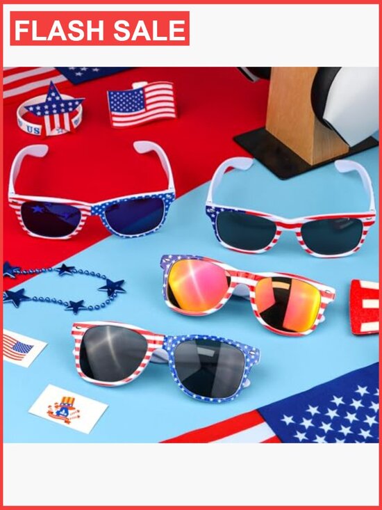 12 Pack Patriotic Sunglasses Set UV400 Protection Unisex